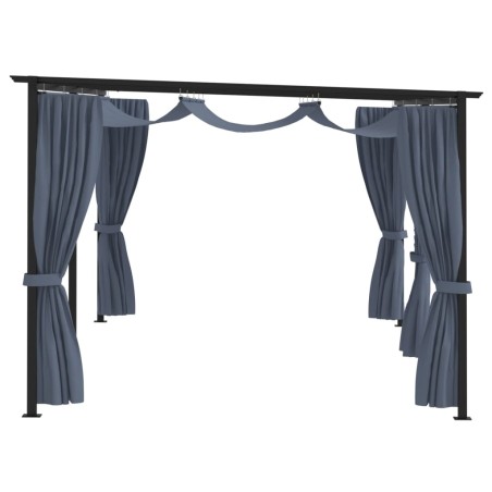 vidaXL Cenador con cortinas acero gris antracita 3x6 m