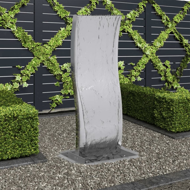 vidaXL Fuente de jardín curvada con bomba acero inoxidable 90 cm vidaXL Fuente de jardín curvada con bomba acero inoxidable 90 cm