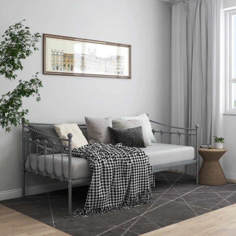 vidaXL Estructura de sofá cama de metal gris 90x200 cm vidaXL Estructura de sofá cama de metal gris 90x200 cm