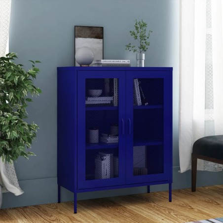 vidaXL Armario de almacenamiento acero azul marino 80x35x101,5 cm