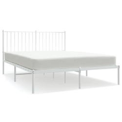 vidaXL Estructura de cama de metal con cabecero blanca 135x190 cm