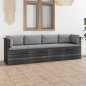 vidaXL Sofá de palets de jardín 4 plazas y cojines madera maciza pino