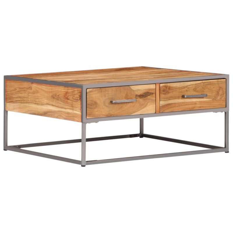 vidaXL Mesa de centro de madera maciza de acacia 75x75x35 cm