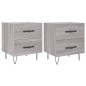 vidaXL Mesitas noche 2 uds madera ingeniería gris Sonoma 40x35x47,5 cm