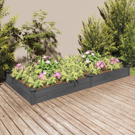 vidaXL Jardinera arriate con forro madera abeto gris 240x120x25 cm