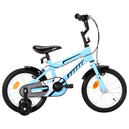 vidaXL Bicicleta para niños 14 pulgadas negro y azul