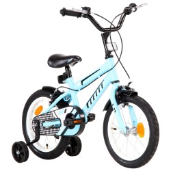 vidaXL Bicicleta para niños 14 pulgadas negro y azul