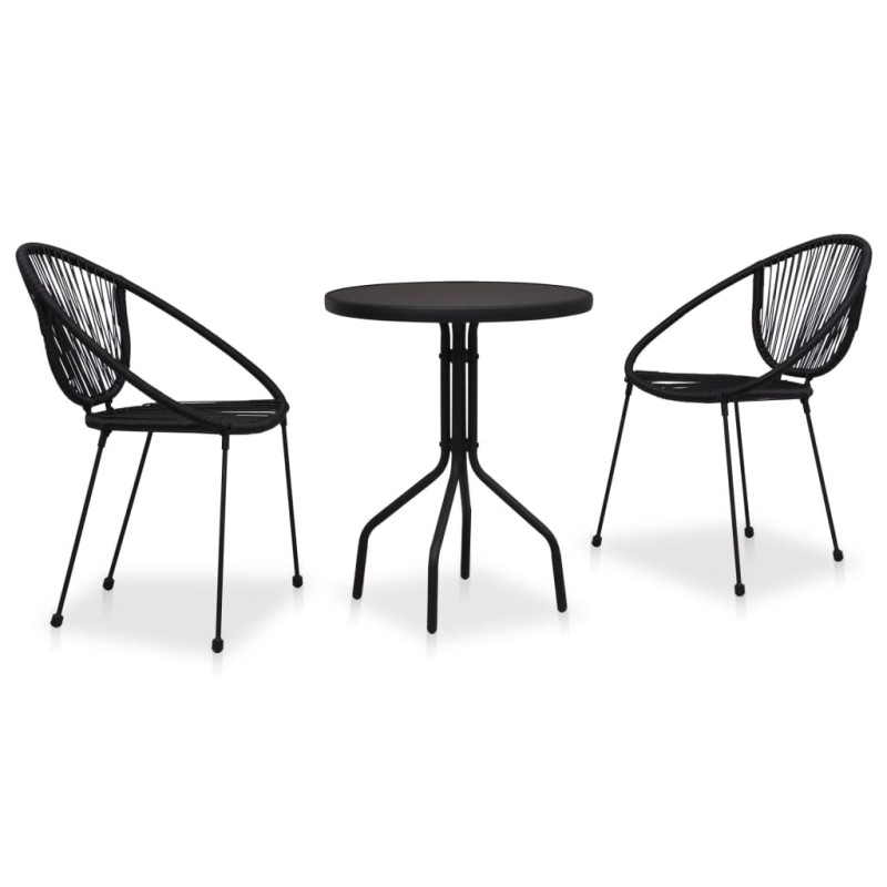 vidaXL Set de mesa y sillas de jardín 3 piezas ratán de PVC negro vidaXL Set de mesa y sillas de jardín 3 piezas ratán de PVC negro
