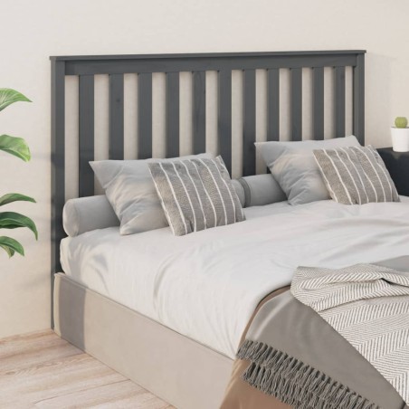 vidaXL Cabecero de cama madera maciza de pino gris 141x6x101 cm