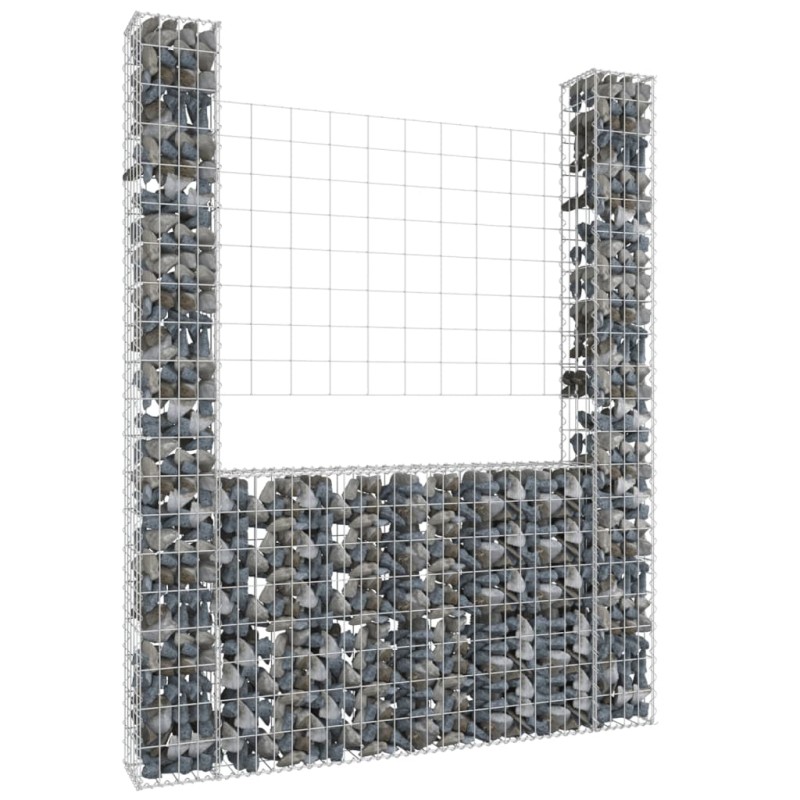 vidaXL Cesta de gaviones forma de U 2 postes de hierro 140x20x200 cm vidaXL Cesta de gaviones forma de U 2 postes de hierro 140x20x200 cm