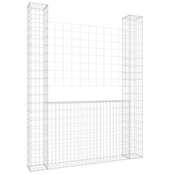 vidaXL Cesta de gaviones forma de U 2 postes de hierro 140x20x200 cm
