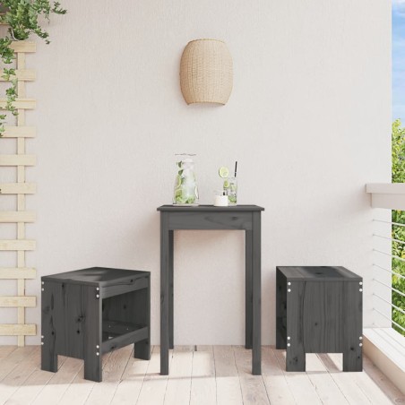 vidaXL Taburetes de jardín 2 uds madera maciza pino gris 40x36x45 cm