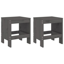 vidaXL Taburetes de jardín 2 uds madera maciza pino gris 40x36x45 cm