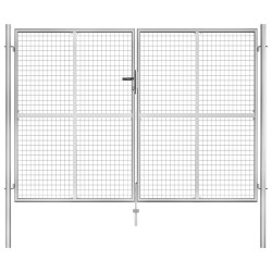 vidaXL Puerta de jardín de acero galvanizado plateado 306x225 cm