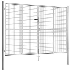vidaXL Puerta de jardín de acero galvanizado plateado 306x225 cm