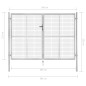vidaXL Puerta de jardín de acero galvanizado plateado 306x225 cm