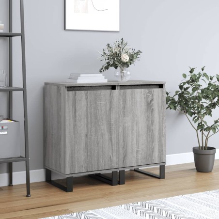 vidaXL Aparadores 2 uds madera de ingeniería gris Sonoma 40x35x70 cm