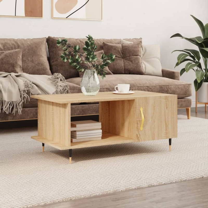 vidaXL Mesa de centro madera contrachapada roble Sonoma 90x50x40 cm vidaXL Mesa de centro madera contrachapada roble Sonoma 90x50x40 cm