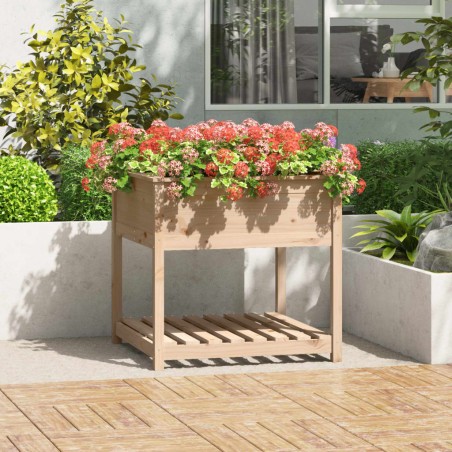 vidaXL Jardinera con estante madera maciza de pino 82,5x82,5x81 cm