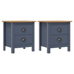 vidaXL Mesitas de noche Hill 2 uds madera de pino gris 46x35x49,5 cm