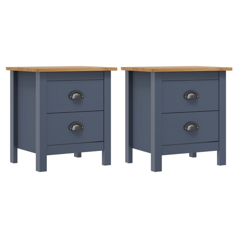 vidaXL Mesitas de noche Hill 2 uds madera de pino gris 46x35x49,5 cm vidaXL Mesitas de noche Hill 2 uds madera de pino gris 46x35x49,5 cm