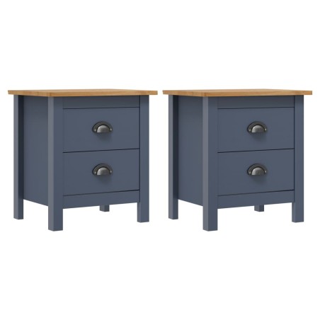 vidaXL Mesitas de noche Hill 2 uds madera de pino gris 46x35x49,5 cm