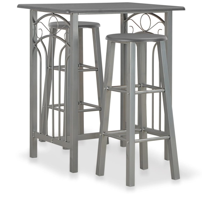 vidaXL Set mesa y sillas altas de cocina 3 pzas madera acero antracita vidaXL Set mesa y sillas altas de cocina 3 pzas madera acero antracita