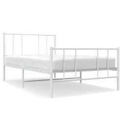 vidaXL Estructura cama metal con cabecero y pie cama blanca 90x200 cm