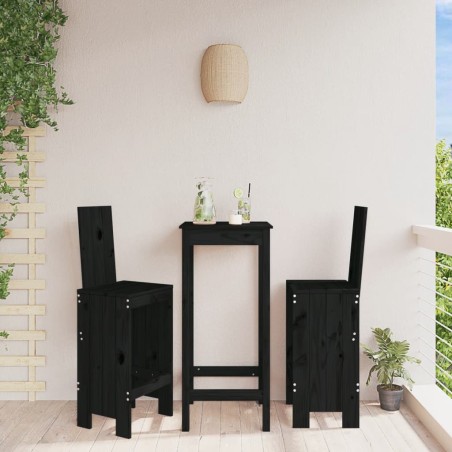 vidaXL Taburetes de cocina 2 uds madera maciza pino negro 40x42x120 cm
