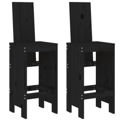 vidaXL Taburetes de cocina 2 uds madera maciza pino negro 40x42x120 cm