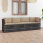 vidaXL Sofá de palets de jardín 4 plazas y cojines madera maciza pino vidaXL Sofá de palets de jardín 4 plazas y cojines madera maciza pino