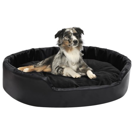 vidaXL Cama para perros felpa y cuero sintético negra 90x79x20 cm