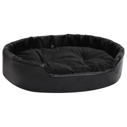 vidaXL Cama para perros felpa y cuero sintético negra 90x79x20 cm