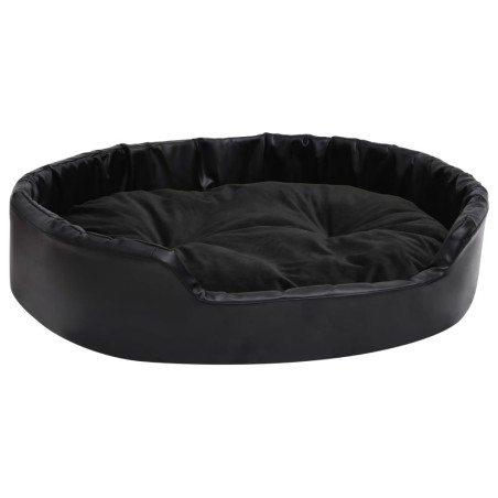 vidaXL Cama para perros felpa y cuero sintético negra 90x79x20 cm