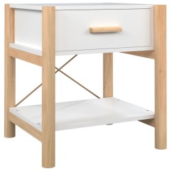vidaXL Mesita de noche madera contrachapada blanca 42x38x45 cm
