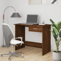vidaXL Escritorio de madera contrachapada marrón roble 100x50x76 cm