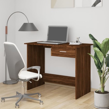 vidaXL Escritorio de madera contrachapada marrón roble 100x50x76 cm