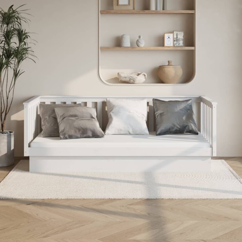 vidaXL Sofá cama madera maciza de pino blanco 90x200 cm