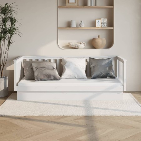 vidaXL Sofá cama madera maciza de pino blanco 90x200 cm