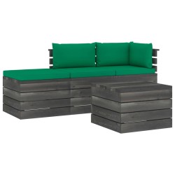 vidaXL Muebles de jardín de palets 4 piezas cojines madera maciza pino