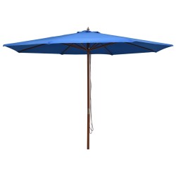 vidaXL Sombrilla de jardín con palo de madera azul 350 cm 