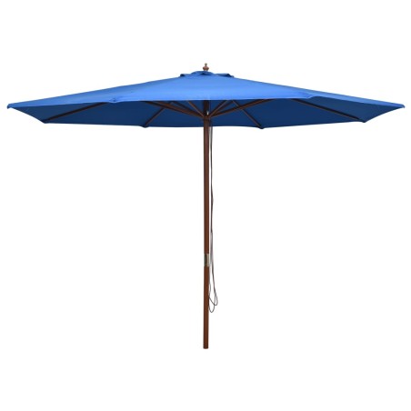 vidaXL Sombrilla de jardín con palo de madera azul 350 cm 