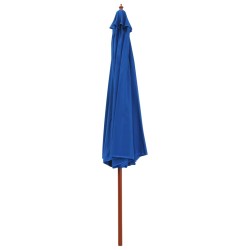 vidaXL Sombrilla de jardín con palo de madera azul 350 cm 
