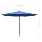 vidaXL Sombrilla de jardín con palo de madera azul 350 cm vidaXL Sombrilla de jardín con palo de madera azul 350 cm