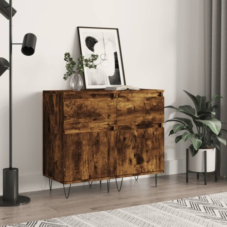 vidaXL Aparadores 2 uds madera de ingeniería roble ahumado 40x35x70 cm