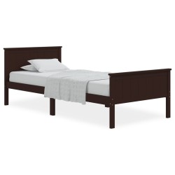 vidaXL Estructura de cama madera maciza pino marrón oscuro 100x200 cm