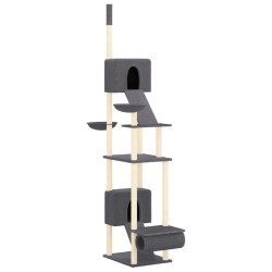 vidaXL Árbol rascador para gatos suelo a techo gris oscuro 277-303 cm