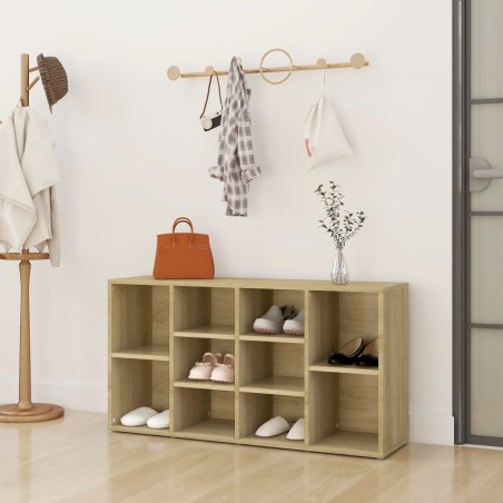 vidaXL Banco zapatero contrachapada color roble 103x30x54,5 cm