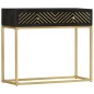 vidaXL Mesa consola madera maciza de mango negro y dorado 90x30x75cm vidaXL Mesa consola madera maciza de mango negro y dorado 90x30x75cm
