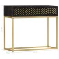 vidaXL Mesa consola madera maciza de mango negro y dorado 90x30x75cm vidaXL Mesa consola madera maciza de mango negro y dorado 90x30x75cm
